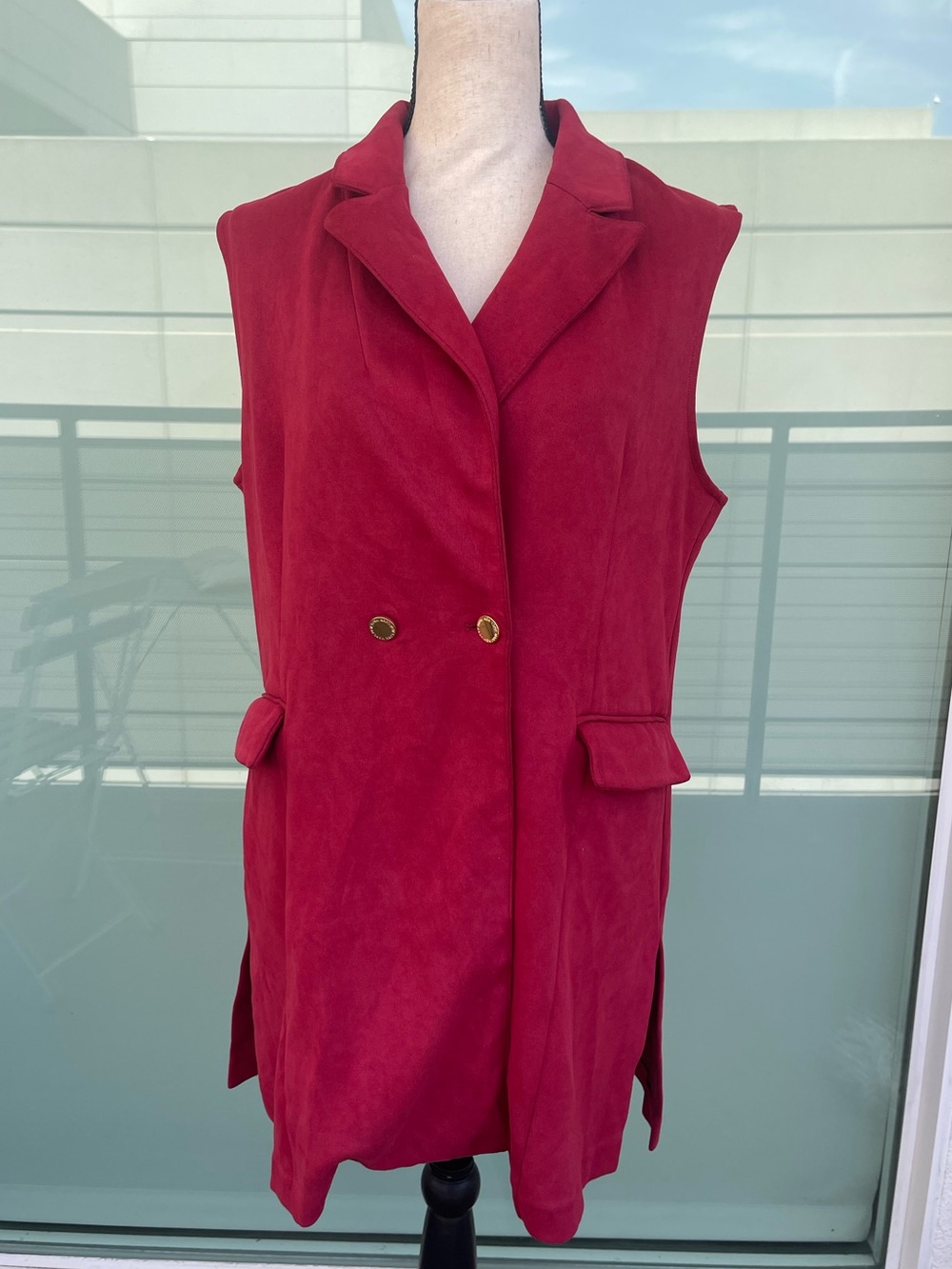Marc New York by Andrew Marc Red
Longline Faux Suede Vest Large